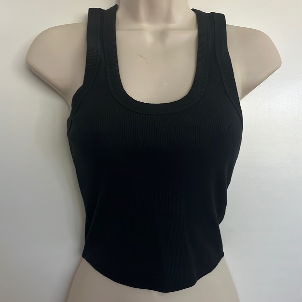 Abercrombie Essential Scoopneck Ribbed Tank Top - black